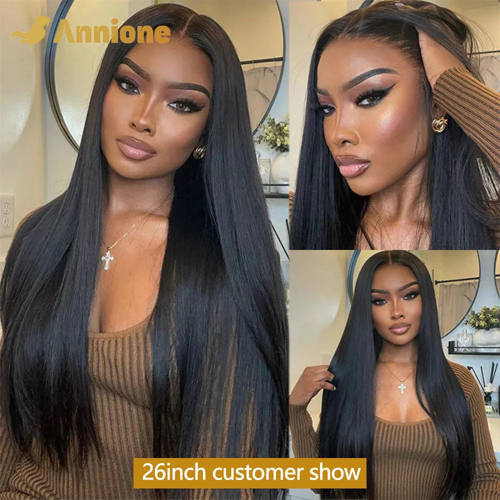 30 inch Glueless Wigs Human Hair Ready To Wear 6X4 Brazilian Straight HD Lace Front Human Hair Wig 100% Human Hair Wigs Glueless