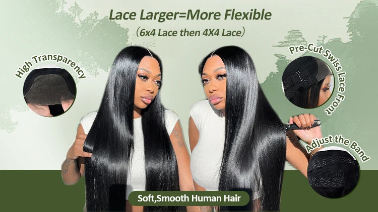 30 inch Glueless Wigs Human Hair Ready To Wear 6X4 Brazilian Straight HD Lace Front Human Hair Wig 100% Human Hair Wigs Glueless