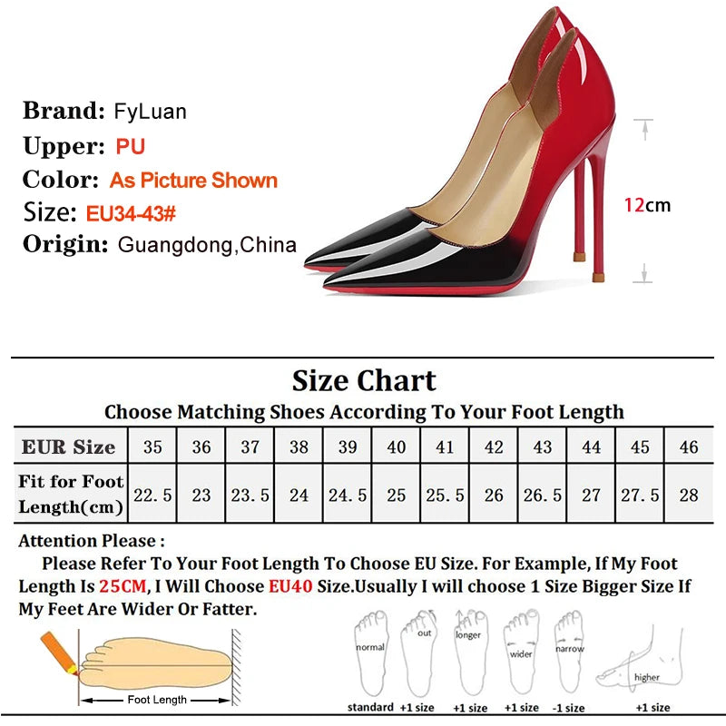 Brand New Sexy V Cut Lady Stiletto 6-12cm Multi Color Customized Fashion Pumps Red Black Gradient Pointed Toe Celebrity Shoes