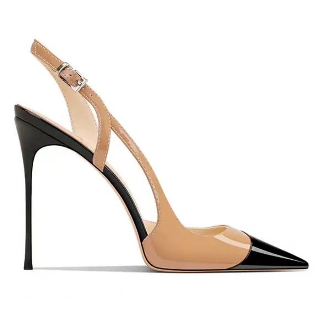 Summer Women High Heeled Shoes for Woman's Pointed Toe Ankle Thin Heels Mixed Colors Pumps Sexy Lady Patent Leather Party Shoes