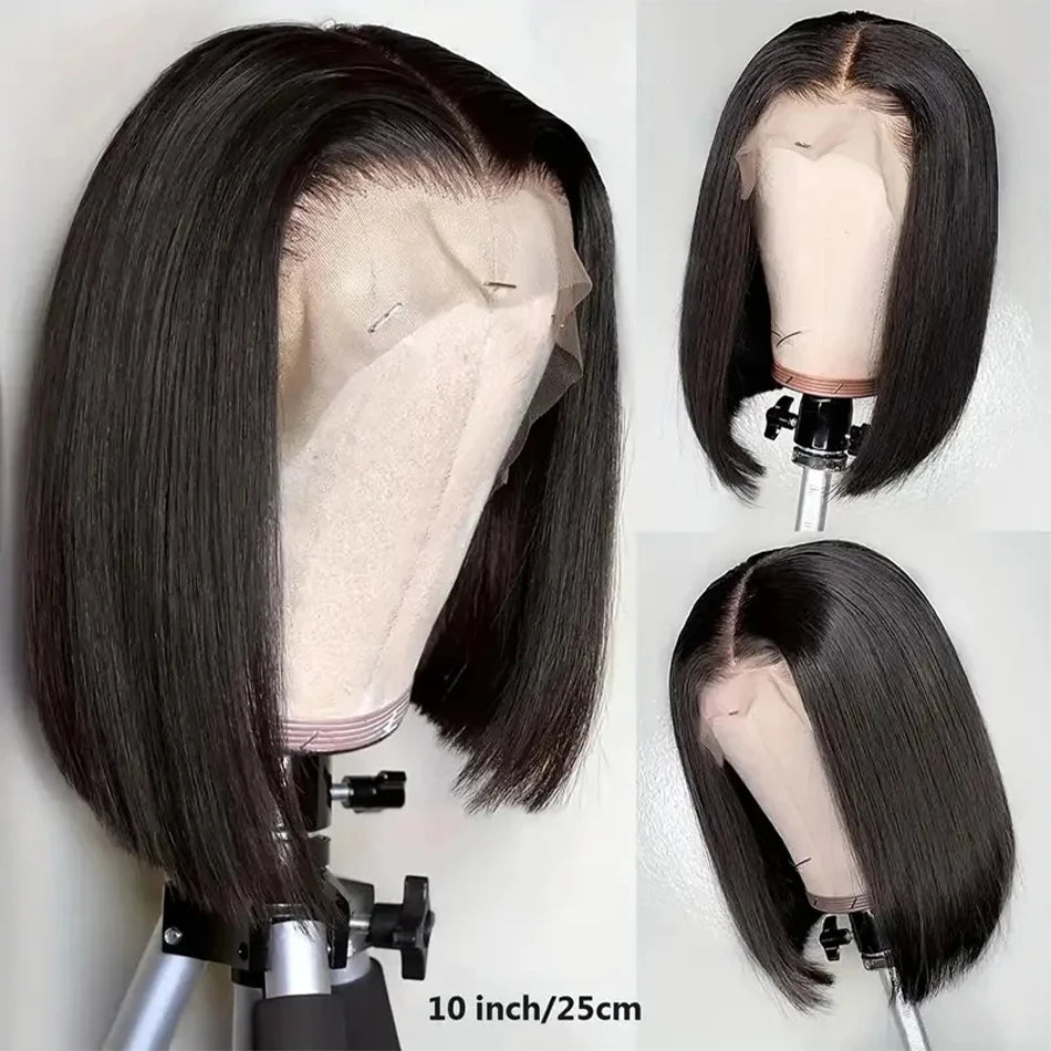 13x4 Bone Straight Bob Wig Lace Front Human Hair Wigs For Women 4x4 Short Bob Wig Lace Frontal Wig 100% Human Hair 200% Density