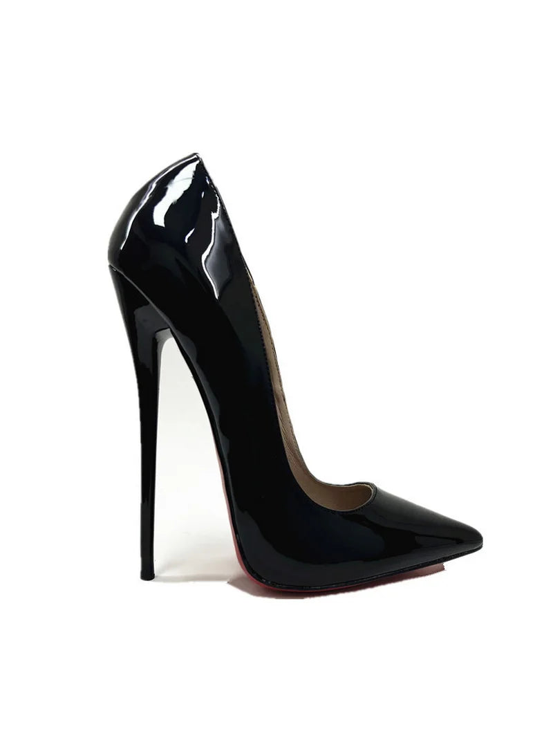 CACA 16cm Women Pumps,Men Cosplay Sexual Bed Shallow Shoes,Fetish High Heels,Pointed Toe,Ankle Strap,Size 36-46,Custom Colors
