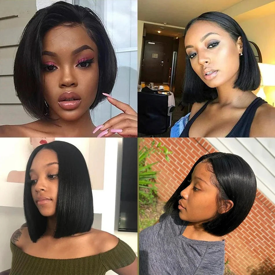 13x4 Bone Straight Bob Wig Lace Front Human Hair Wigs For Women 4x4 Short Bob Wig Lace Frontal Wig 100% Human Hair 200% Density
