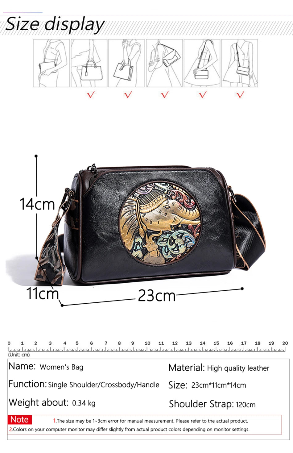 Women's Shoulder Bag Famous Brand Elephant Embroidered Female Messenger Bags Wallet High Quality Leather Girl Bolsas Sac A Main