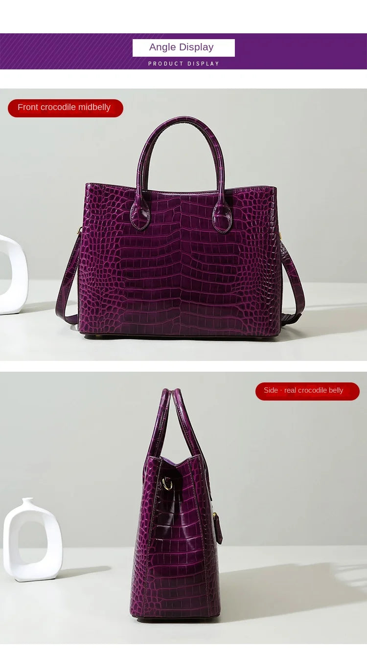 2024 New Crocodile Leather Women's Handbag Tote Bag Large Capacity Shoulder Messenger Bag Commuter Luxury Fashion Portable Bags