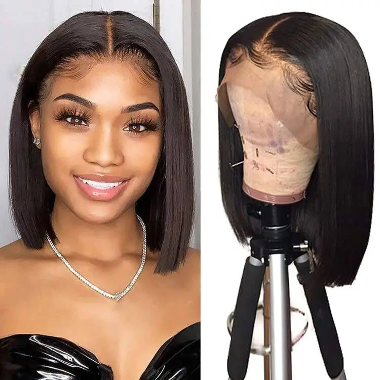 12Inch Bob Wig Human Hair 13x4 Straight Lace Front Wigs Human Hair 180% Density 15A Straight Bob Wigs For Black Women Pre Plucke