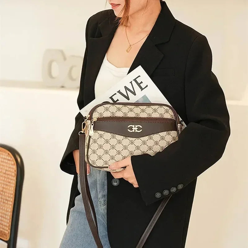 2024 Fashionable Printed Women's Bag Middle-aged Mother's Practical Multi-layer Crossbody Bag Summer New Shoulder Tote Purse
