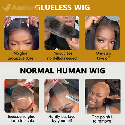 30 inch Glueless Wigs Human Hair Ready To Wear 6X4 Brazilian Straight HD Lace Front Human Hair Wig 100% Human Hair Wigs Glueless