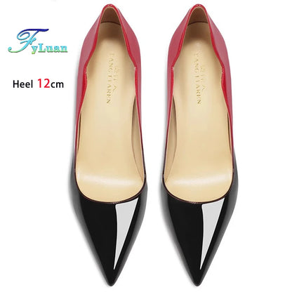 Brand New Sexy V Cut Lady Stiletto 6-12cm Multi Color Customized Fashion Pumps Red Black Gradient Pointed Toe Celebrity Shoes