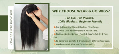 30 inch Glueless Wigs Human Hair Ready To Wear 6X4 Brazilian Straight HD Lace Front Human Hair Wig 100% Human Hair Wigs Glueless