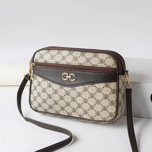 2024 Fashionable Printed Women's Bag Middle-aged Mother's Practical Multi-layer Crossbody Bag Summer New Shoulder Tote Purse
