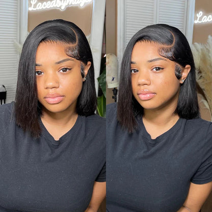 13x4 Bone Straight Bob Wig Lace Front Human Hair Wigs For Women 4x4 Short Bob Wig Lace Frontal Wig 100% Human Hair 200% Density