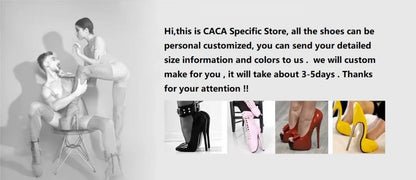 CACA 16cm Women Pumps,Men Cosplay Sexual Bed Shallow Shoes,Fetish High Heels,Pointed Toe,Ankle Strap,Size 36-46,Custom Colors