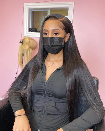 30 40 Inch Bone Straight 13x6 HD Lace Frontal Wigs Pre Plucked Brazilian Transparent Lace Front Human Hair For Women 250 Density