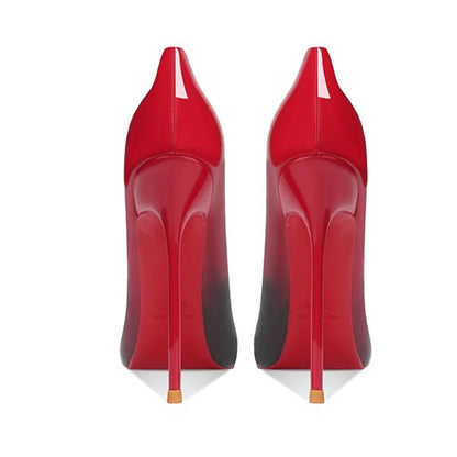 Brand New Sexy V Cut Lady Stiletto 6-12cm Multi Color Customized Fashion Pumps Red Black Gradient Pointed Toe Celebrity Shoes