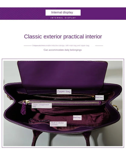 2024 New Crocodile Leather Women's Handbag Tote Bag Large Capacity Shoulder Messenger Bag Commuter Luxury Fashion Portable Bags