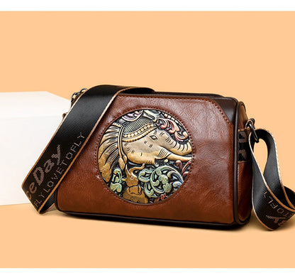 Women's Shoulder Bag Famous Brand Elephant Embroidered Female Messenger Bags Wallet High Quality Leather Girl Bolsas Sac A Main