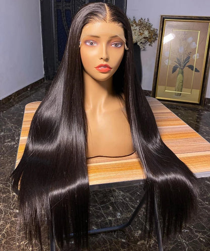 30 40 Inch Bone Straight 13x6 HD Lace Frontal Wigs Pre Plucked Brazilian Transparent Lace Front Human Hair For Women 250 Density