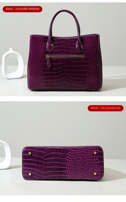 2024 New Crocodile Leather Women's Handbag Tote Bag Large Capacity Shoulder Messenger Bag Commuter Luxury Fashion Portable Bags