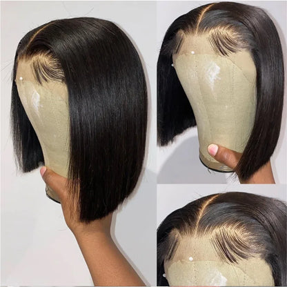 12Inch Bob Wig Human Hair 13x4 Straight Lace Front Wigs Human Hair 180% Density 15A Straight Bob Wigs For Black Women Pre Plucke