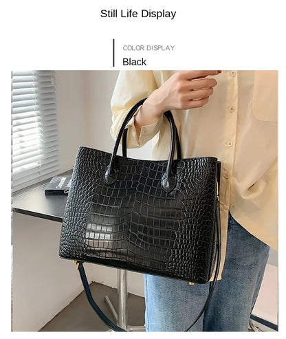 2024 New Crocodile Leather Women's Handbag Tote Bag Large Capacity Shoulder Messenger Bag Commuter Luxury Fashion Portable Bags
