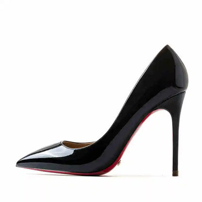 Women's heels 2025 trend Leather Luxury Pumps Red Bottom Pointed Toe High Heels Elegant Stiletto Party Ladies Shoes Woman 12cm
