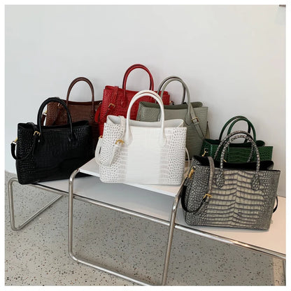 2024 New Crocodile Leather Women's Handbag Tote Bag Large Capacity Shoulder Messenger Bag Commuter Luxury Fashion Portable Bags
