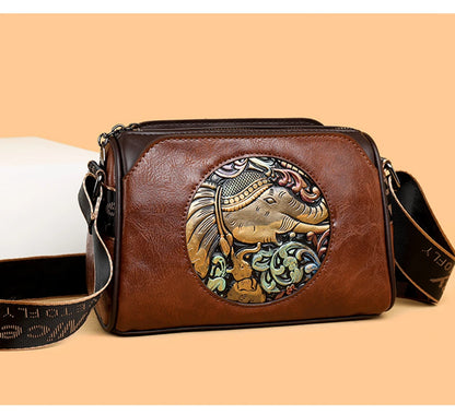 Women's Shoulder Bag Famous Brand Elephant Embroidered Female Messenger Bags Wallet High Quality Leather Girl Bolsas Sac A Main