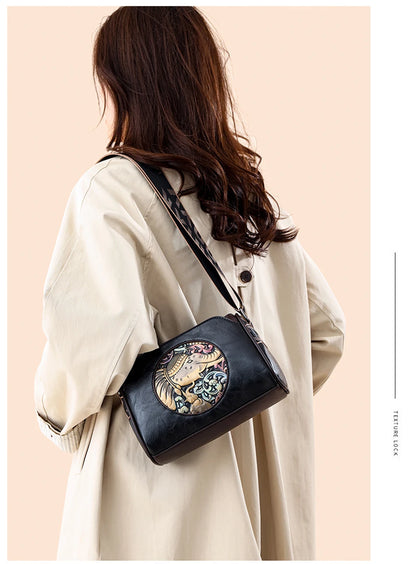 Women's Shoulder Bag Famous Brand Elephant Embroidered Female Messenger Bags Wallet High Quality Leather Girl Bolsas Sac A Main