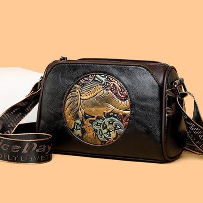 Women's Shoulder Bag Famous Brand Elephant Embroidered Female Messenger Bags Wallet High Quality Leather Girl Bolsas Sac A Main